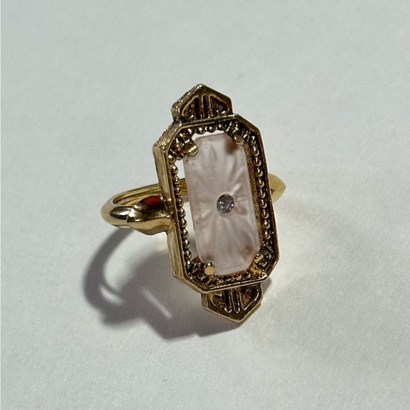 Avon Jewelry - Vintage Avon Frostlights Pink Camphor Glass Ring Size 4.5 Pinky Ring Art Deco